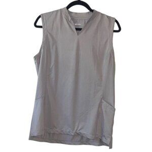 Marouat Womens Sleeveless Light Gray V-Neck Top With Side Pocket Lightweight Siz